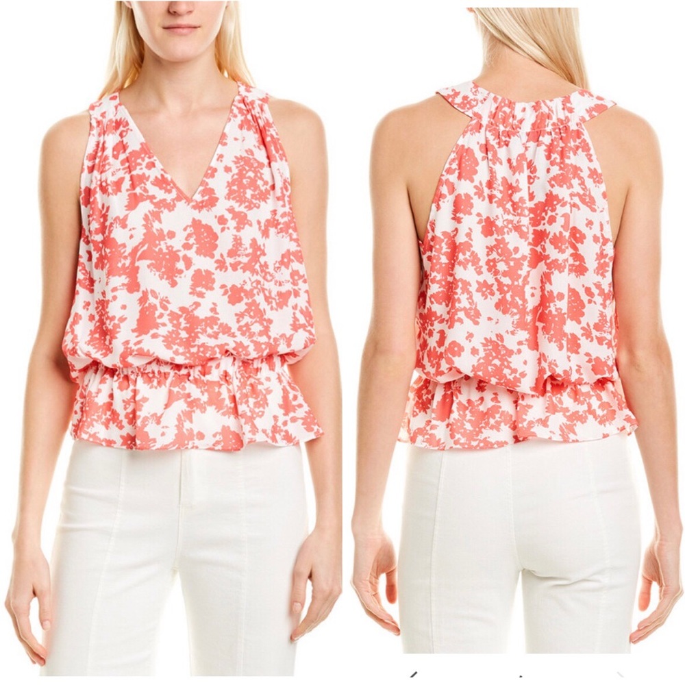 Ramy Brook Sharon Floral Sleeveless Peplum Blouse